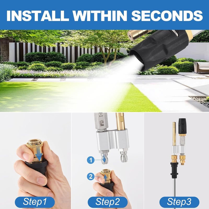 SYFLHYP 2 in 1 Downstream Soft Wash Chemical Nozzle, M5 Twist Shooter Tips Nozzles, 0-60° Adjustable Spray Pattern, for 1700-6000 PSI, 3-7 GPM Pressure Washer, with 1/4 in Quick Connector - Image 5